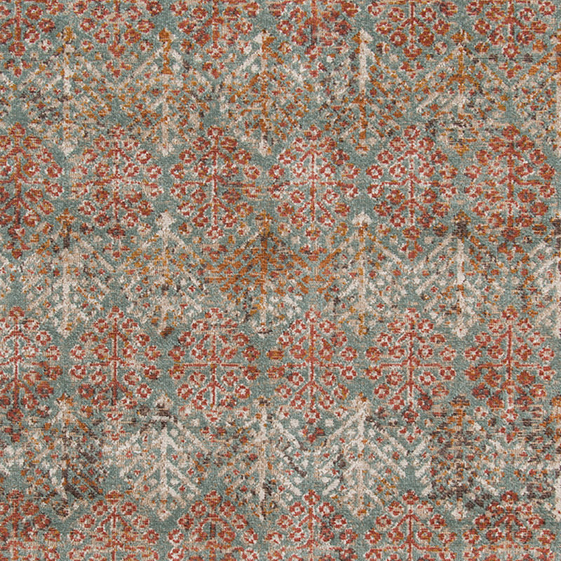 Tapis bleu sarcelle tissé à la machine 7 pi x 9 pi Southwestern
