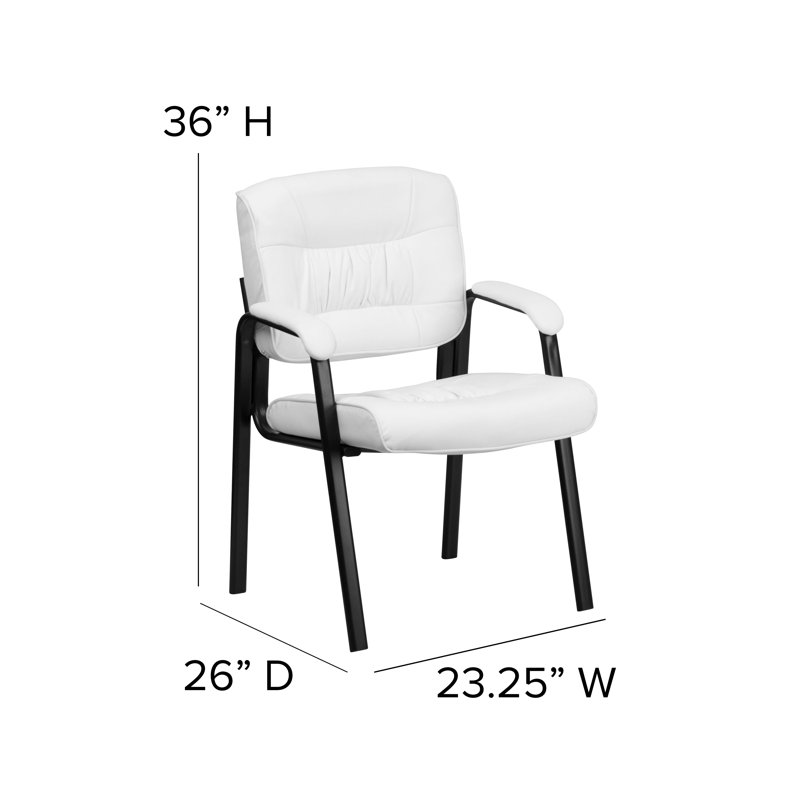 LeatherSoft Executive Side Reception Chair with Powder Coated Frame, White