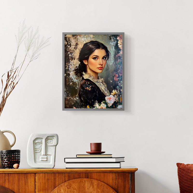 WOMEN Series CL XXVI - reproduction encadrée de qualité supérieure - prête à être accrochée - aucun clou requis, Noyer