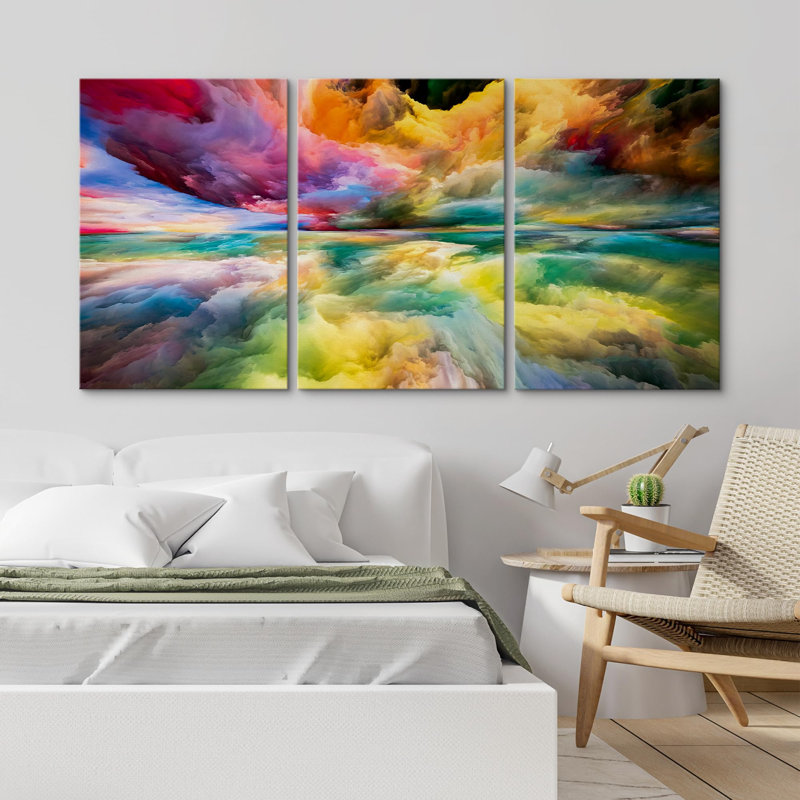 «Clouds Vivid Colorful Sky Abstract Illustration Modern Images Large Encadrée», reproduction d'art sur toile, Toile tendue