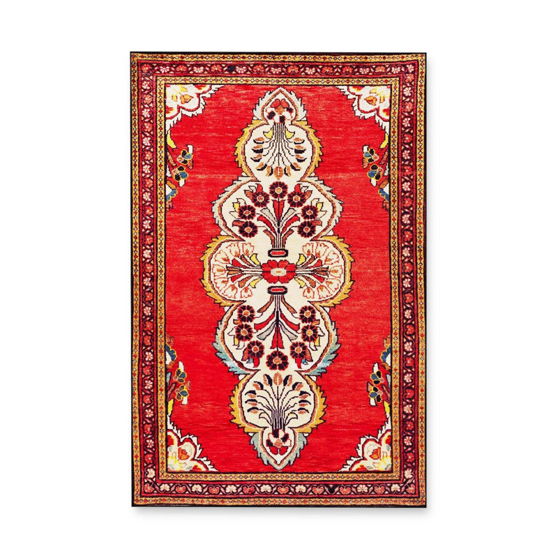 Tapis décoratif moderne lavable à la machine beige, Sous-tapis rectangulaire 2 pi 6 po x 4 pi 11 po