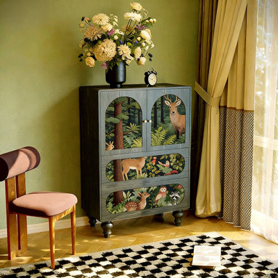 Armoire de rangement en bois massif de style français