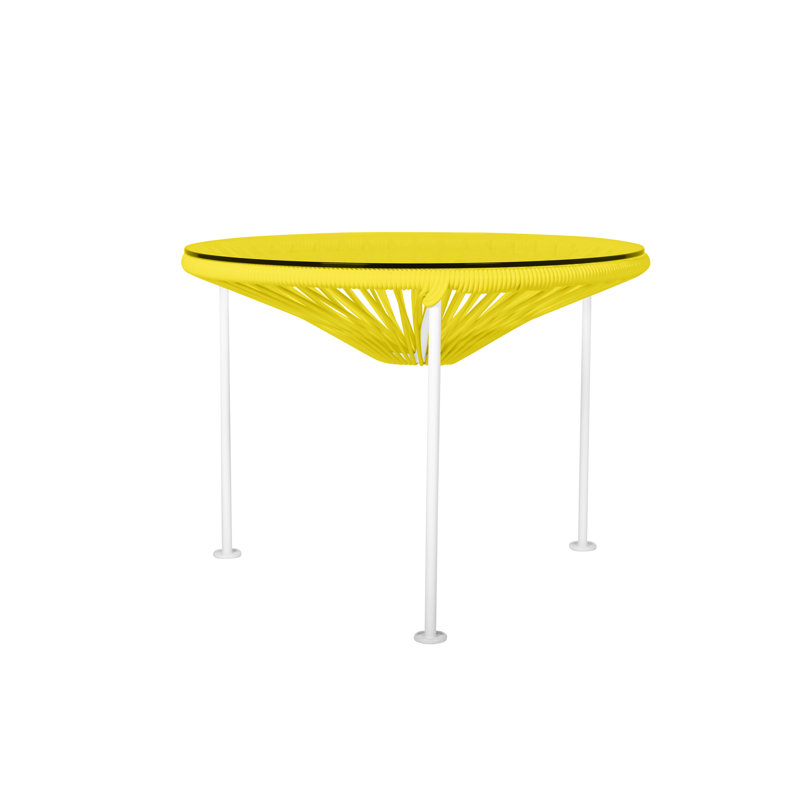 Zicatela Indoor Handmade Coffee Table, White, Yellow