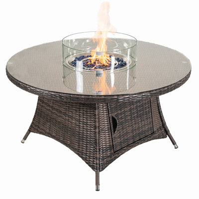 Areefa 28"H x 53"W Round Wicker Propane Fire Pit Table