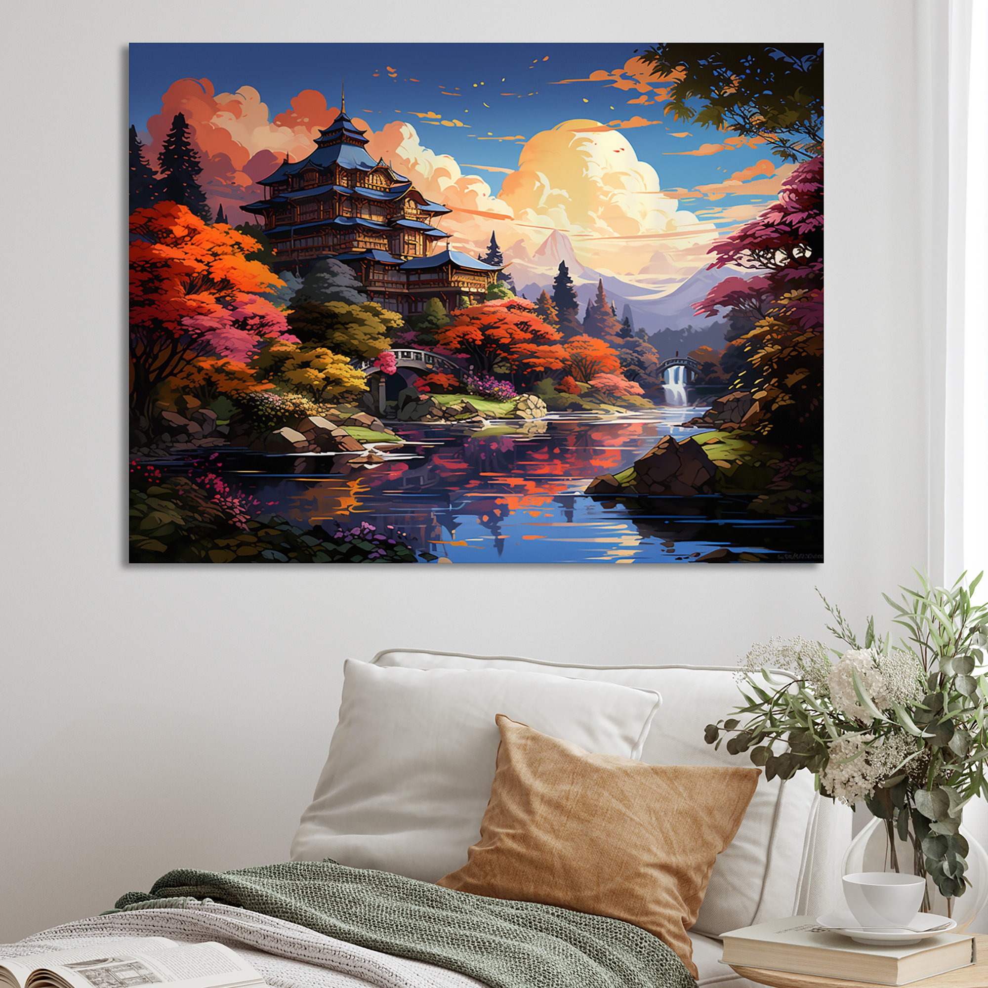 Winston Porter Japanese Temple In Colorful Autumn Garden I On Canvas ...