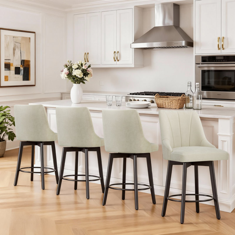 Swivel Upholstered Counter Stool, Beige