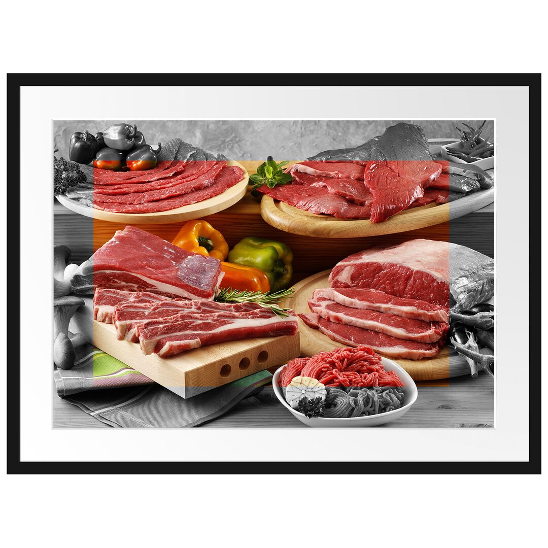 Gerahmtes Poster Saftige Fleisch Variationen