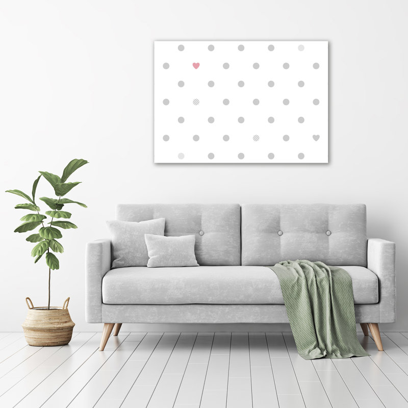 Dots And Hearts - No Frame Print on Glass