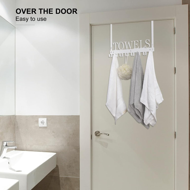 Crochets au-dessus de la porte avec 8 crochets, porte-serviettes robuste pour la cuisine de la chambre à coucher, porte-serviettes mural ou à suspendre, acier au manganèse durable, conception peu encombrante