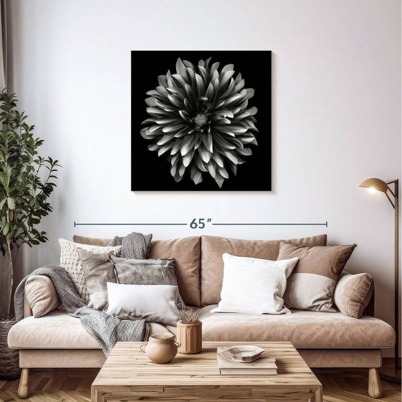 Harnek Black And White Flower, 36" H x 36" W