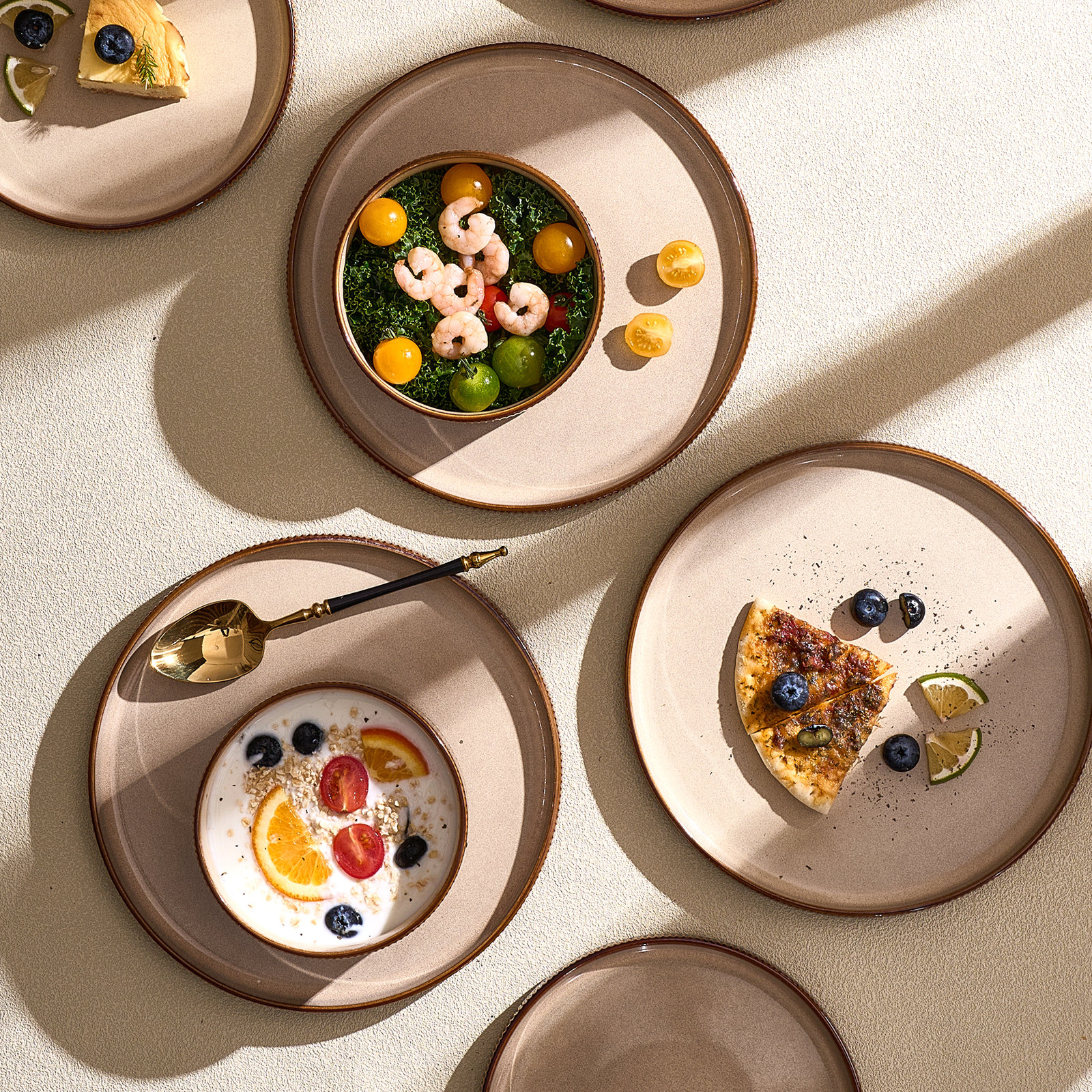 Stoneware Dinnerware Set, Cream & Cocoa
