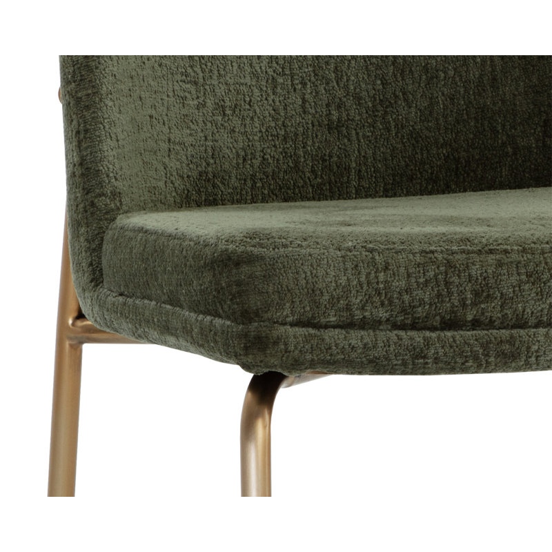 Zeke Upholstered Dining Chair, Antique Brass, Green