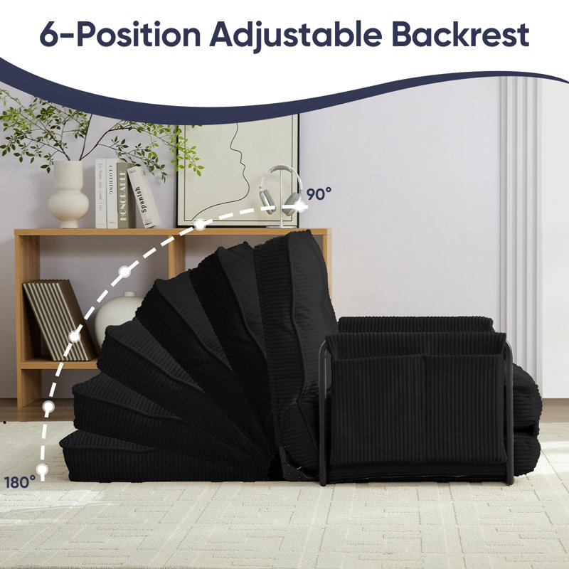 Ensemble de canapé-lit convertible 1 + 3 pièces - inclinable et modulaire avec dossiers réglables à 6 positions, tissu capitonné et poches de rangement - solution de salon peu encombrante