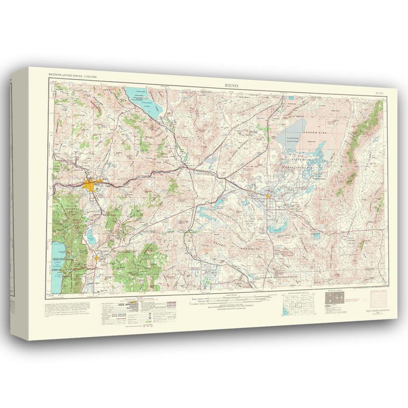 «17 Stories USGS Gallery», art sur toile titre: Reno Nevada California Quad, USGS