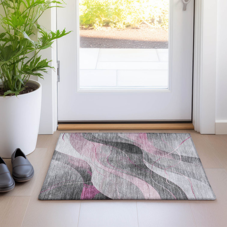 Machine Washable Indoor/Outdoor Cinead ACN1668 Pink Rug