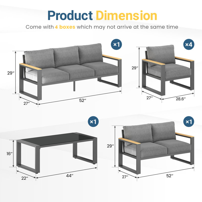 Ensemble de mobilier d'extérieur 9 personnes, Gris