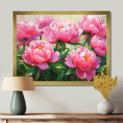 Pe pivoines par The Spring Field I - pivoines, reproduction d'art sur toile encadrée