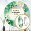 «Green and Gold Rhythmic Waters III», grand miroir géométrique, décor de miroir mural rond vert unique, impression d'art en métal-97182597-121387457