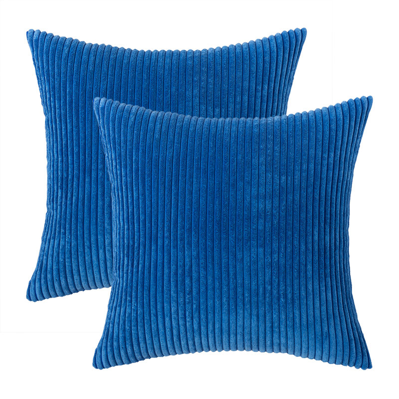 Housse de coussin à rayures, 18 po x 18 po, Bleu royal