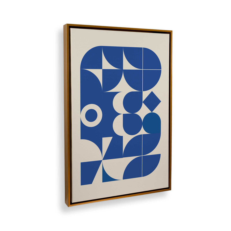 Modern Blue Forms Canvas Print, Polished Chrome Floater Framed, 12.75" H x 8.75" W x 1.75" D