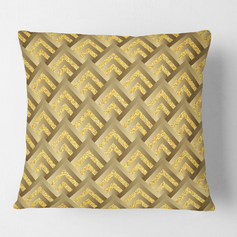 Motif à carreaux dorés - Coussin Mid-Century, 16 po x 1 po, Or