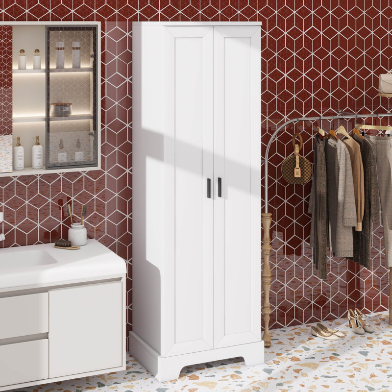 Armoire de rangement de salle de bain avec 2 portes, armoire de plancher avec tablettes réglables, pour salle de bain, cuisine, salon, bureau