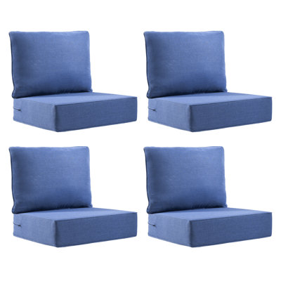 Coussins d'extérieur pour meubles de patio, ensemble de coussins de siège d'extérieur 24 x 24 x 6 pouces, coussins de chaise d'extérieur imperméables et résistants à la décoloration, coussin de chaise de patio profond avec housse amovible