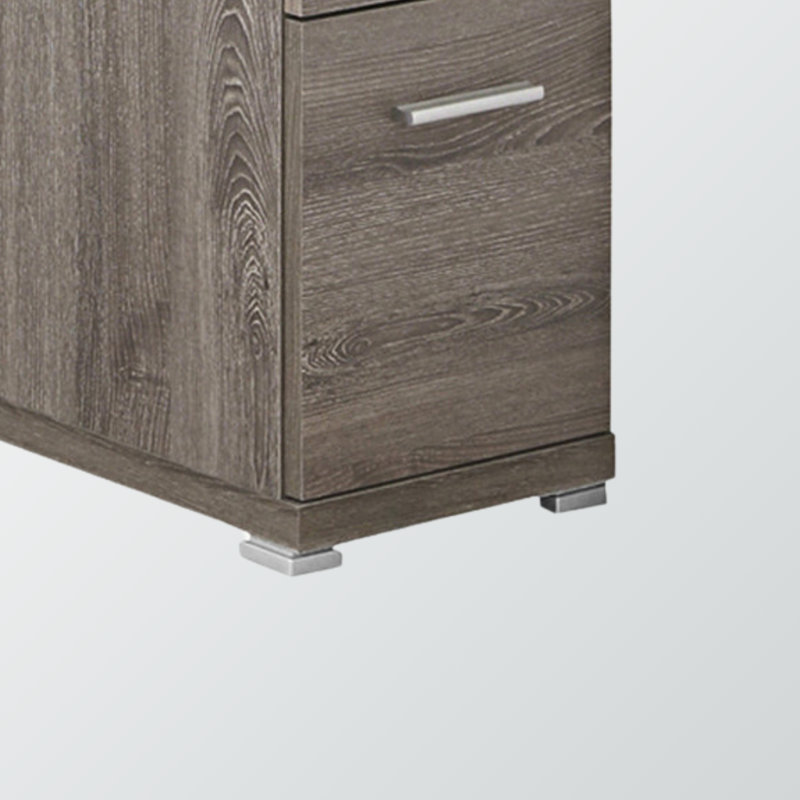 Adell Brown 3-Drawer Modern Computer Desk with Silver Metal Leg, 29.29" H X 46.95" W X 46.95" D, Taupe