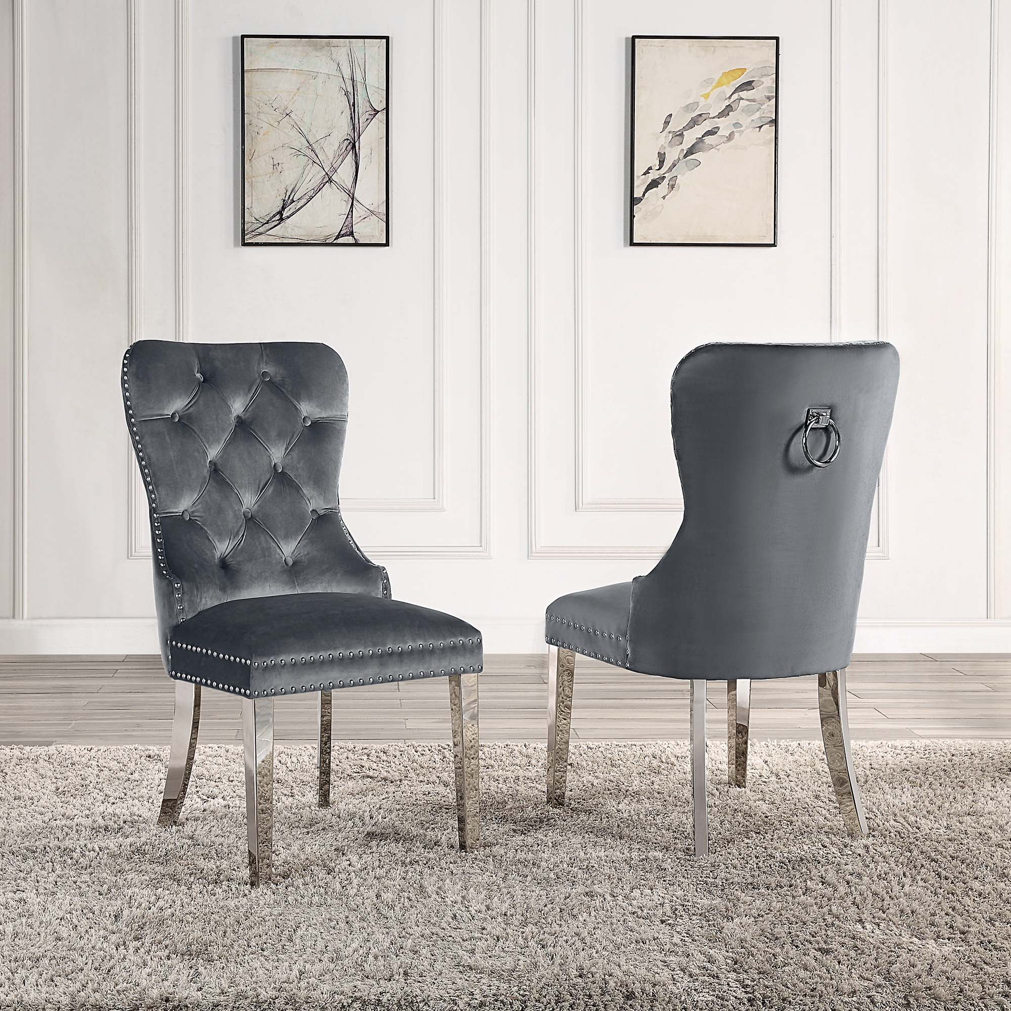 Amity Upholstered King Louis Back Side Chair (Set of 2) Willa Arlo Interiors Frame Color: Silver, Upholstery Color: White