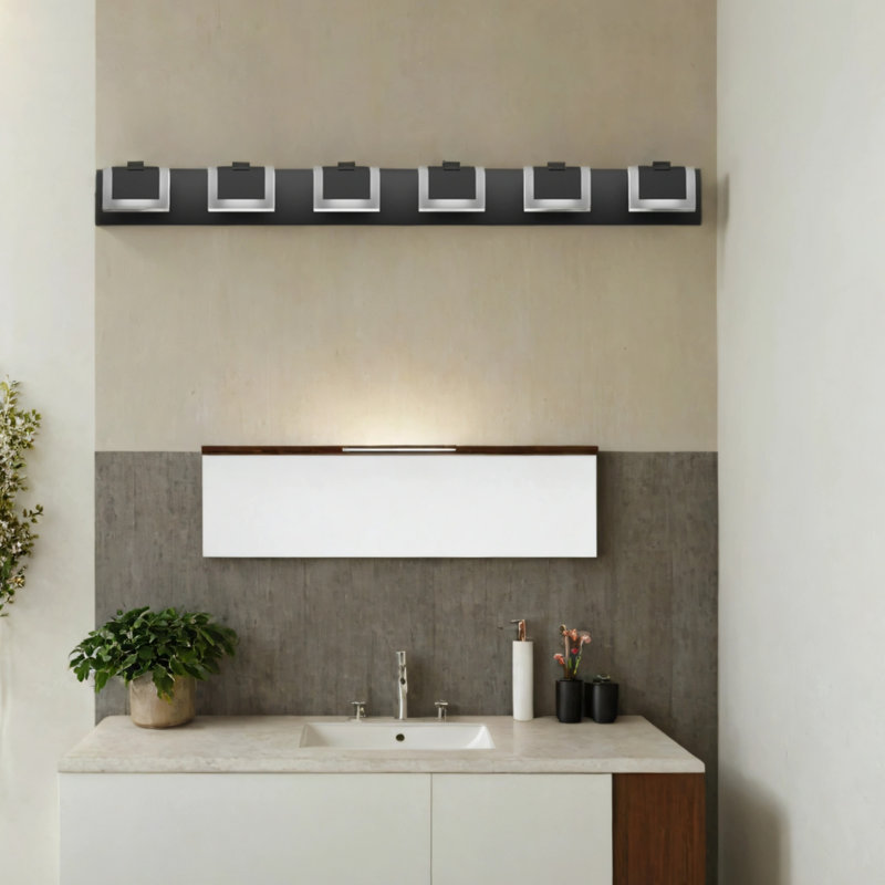 Applique murale moderne à hauteur réglable 6 lumières, Six lumières, H 3,5 po x l 45,7 po x P 4,3 po