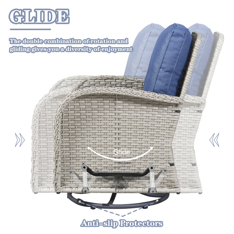 Ensemble de conversation pour 4 personnes avec coussins Aluel, Bleu, Gris