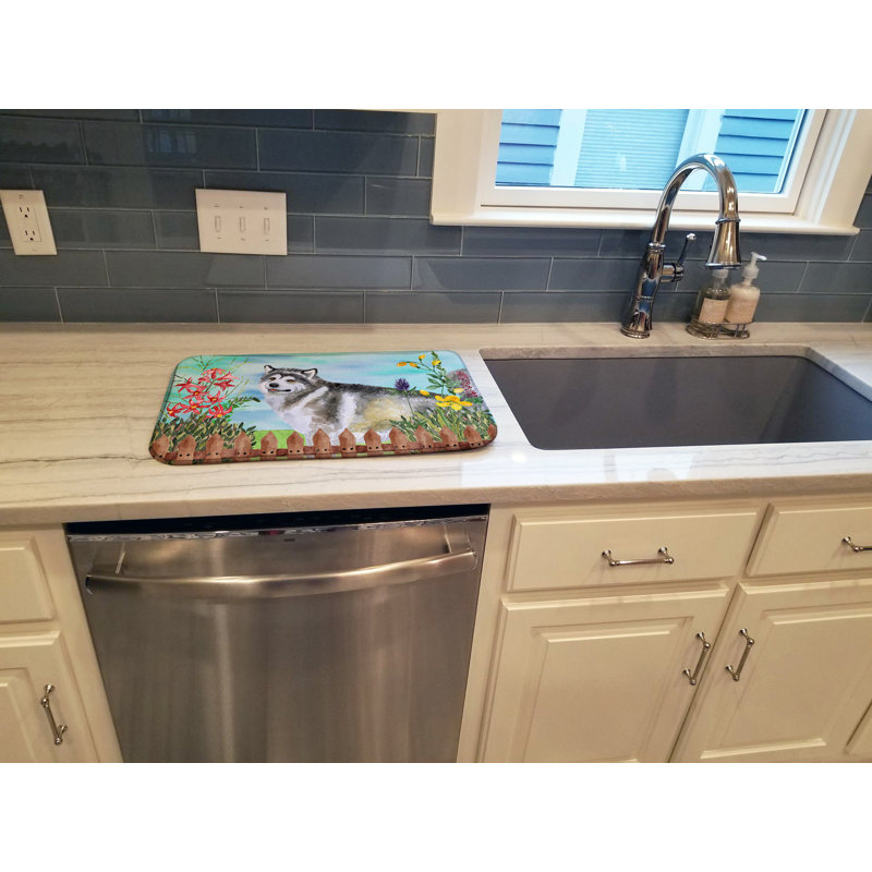Tapis de séchage à ressorts effet velours alaskan malamute