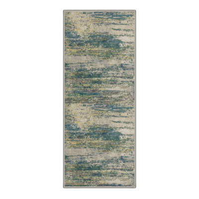 Arcadia Abstract Landscape Machine Washable Sage Indoor Area Rug With Non-Slip Backing