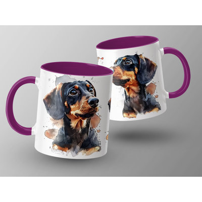 11oz Watercolour Dachshund Design Coffee Mug