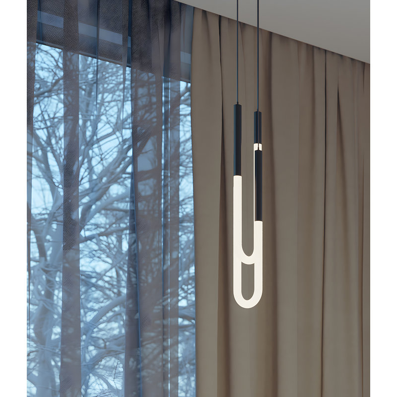 Luminaire suspendu double DEL Adel, Noir, noir, noir, noir