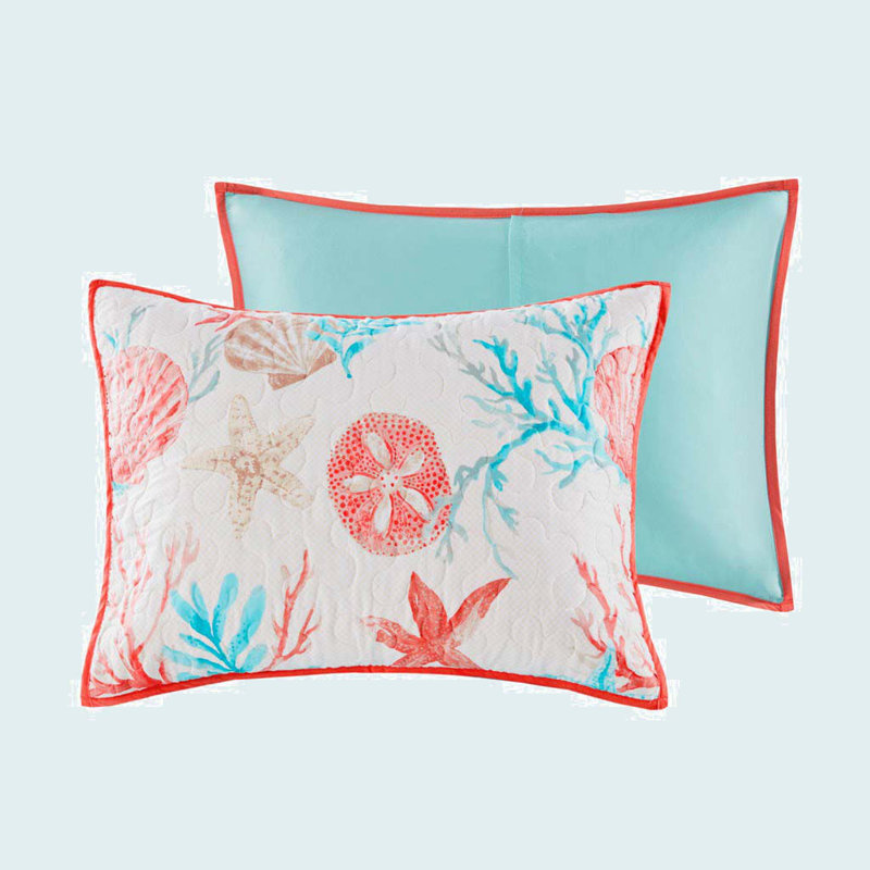 Ivory Cotton Reversible Full Quilt Set with Throw Pillows
