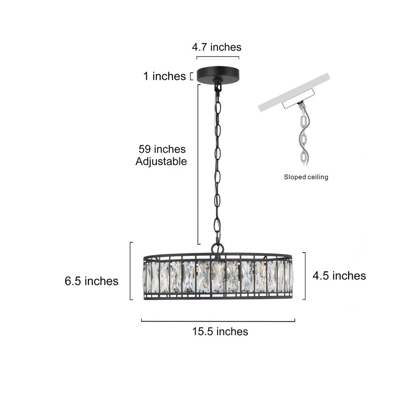 Baconton 3 - Light Dimmable Drum Chandelier