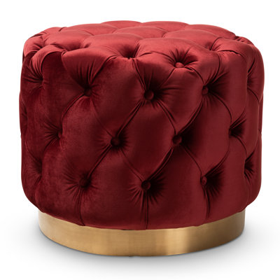 Velvet Tufted Round Solid Colour Cocktail Ottoman
