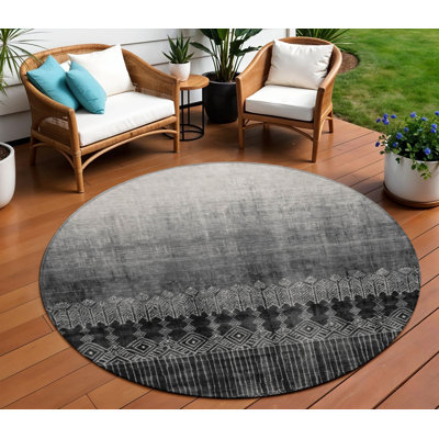 Tapis d'intérieur rond lavable ombré noir 8 pi HomeRoots