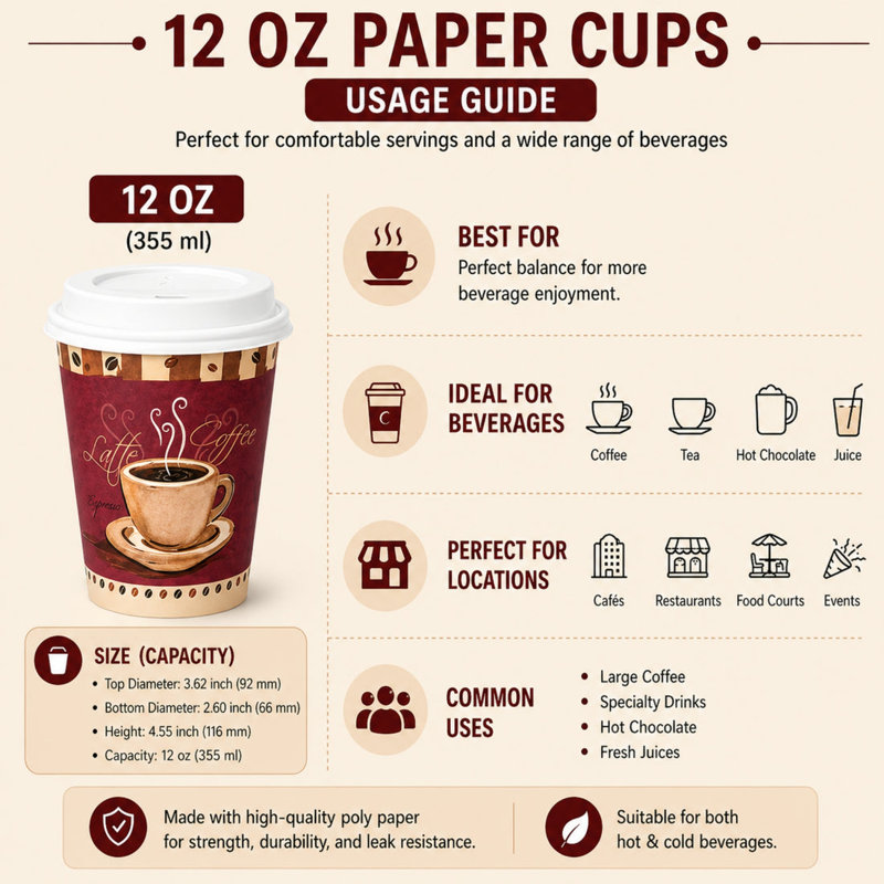 Gobelets en papier 12 oz avec couvercle en dôme blanc, 500