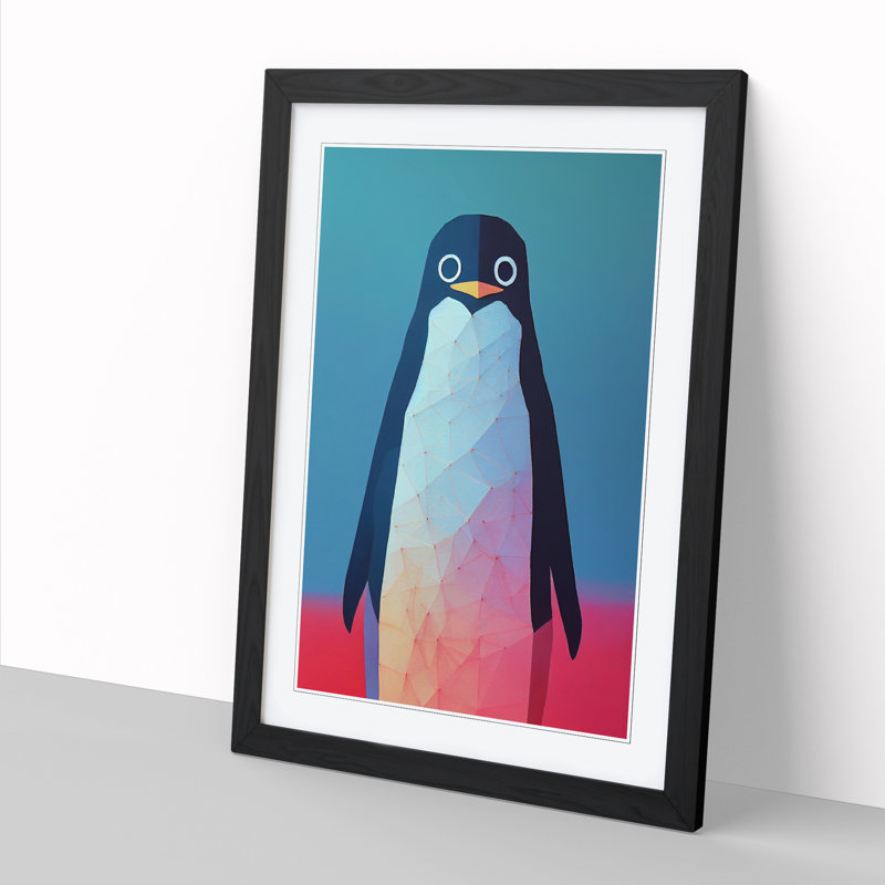 Penguin Painting Hypreprism - Single Picture Frame Print, Black, 46cm H x 34cm W x 2cm D