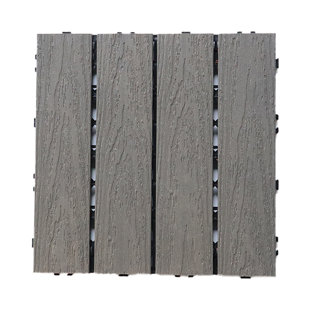 Outdoor 11.8" X 11.8" CO-EXTRUDER HOLLOW Composite Interlocking Deck Tile (Set Of 11)