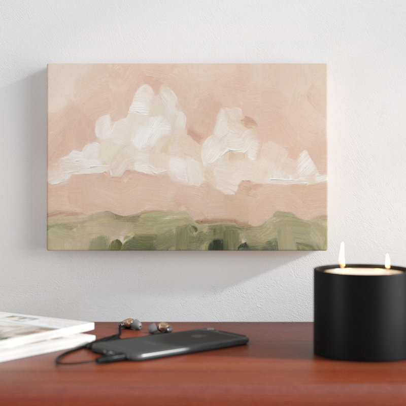 Pink Haze Sunset I by Emma Scarvey - Painting on Canvas, 20cm H x 30cm W, Wrapped Canvas