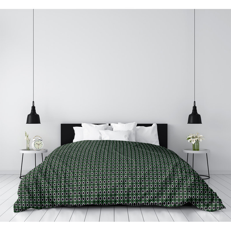 Housse de couette Katelyn Elizabeth, Polyester brossé, Housse de couette pour lit simple, Noir clair / bleu-vert moyen