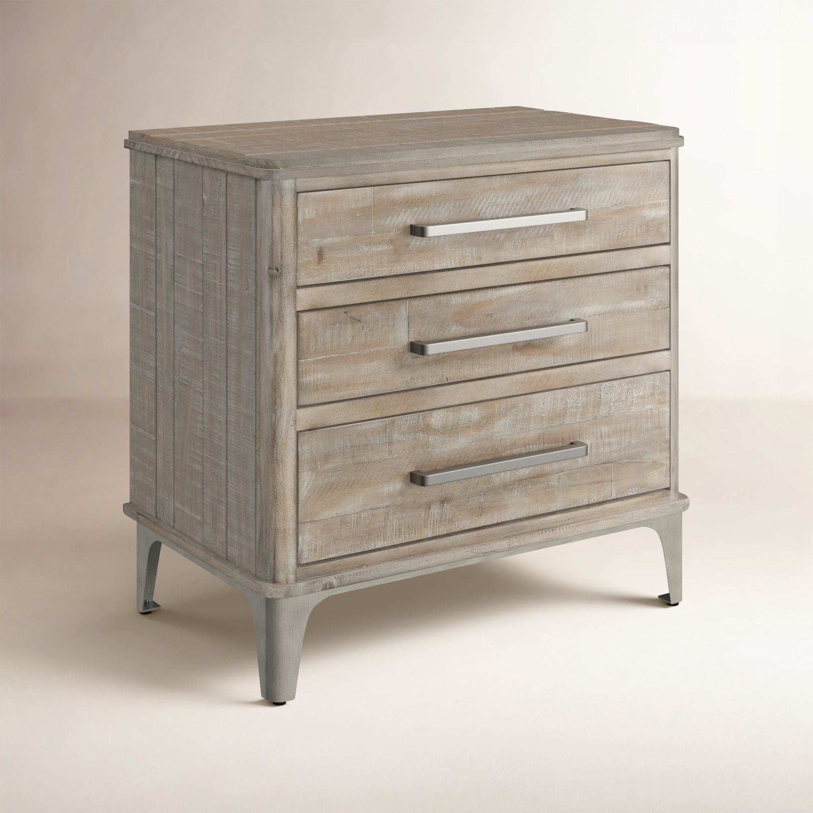 Mauve 3 - Drawer Nightstand, Gray/Taupe