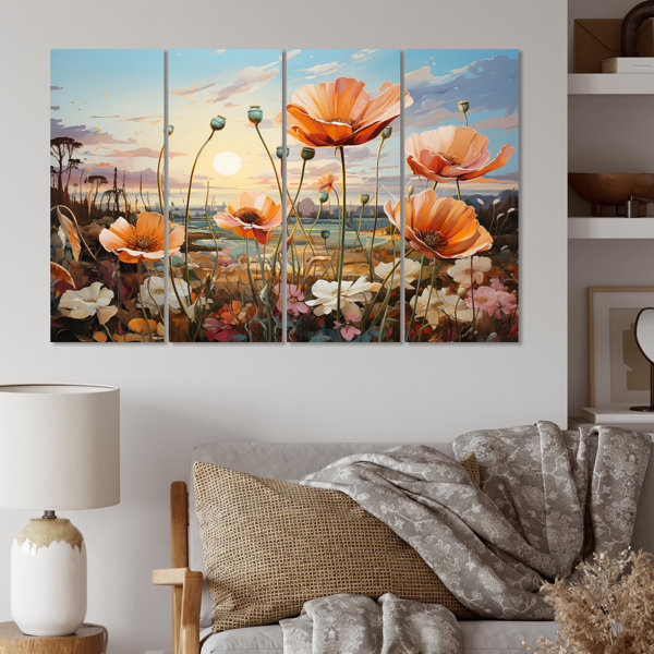 Winston Porter Peach Sunkissed Petals Wildflowers III On Canvas 4 ...