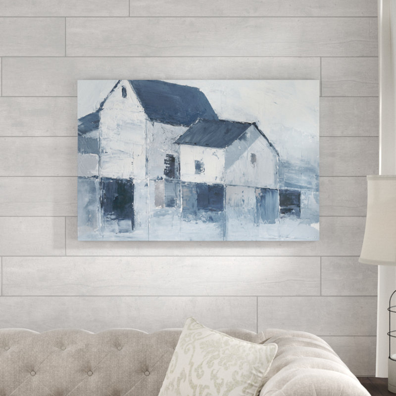 Indigo Barns I by Ethan Harper - Painting Print, 20cm H x 30cm W, Wrapped Canvas