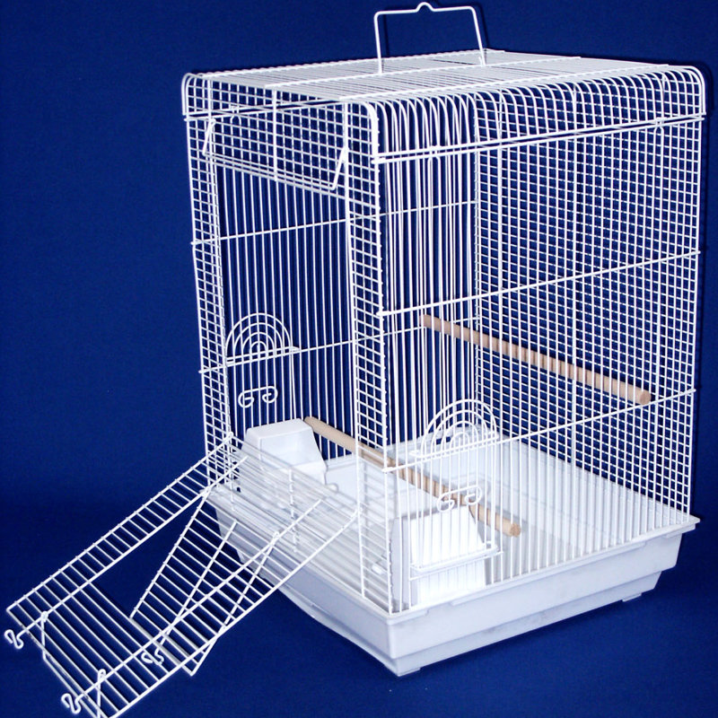 Cage à oiseau à plateau plat, Blanc