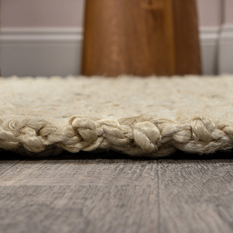 Brodyn Hand Woven Boucle Chunky Jute Ivory Rug, Rectangle 5' x 8'