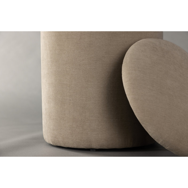 Saeger 32cm Wide Pouf Ottoman, Beige Linen